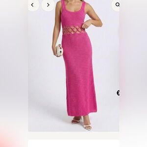Le Lis Hot Pink Crochet Maxi Dress